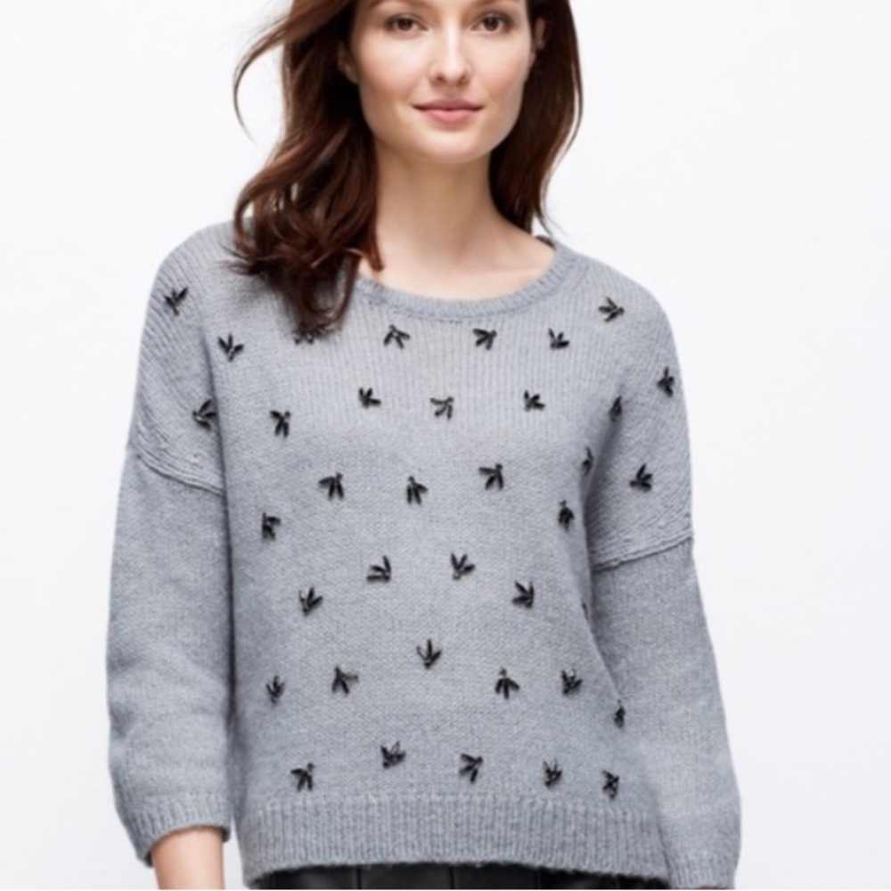 3. Ann Taylor Gray Embellished Cropped Sweater
